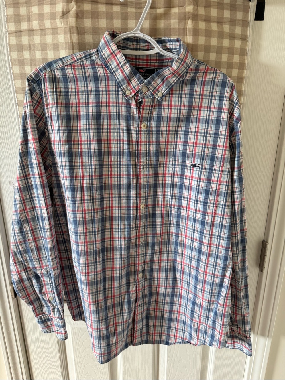 Vineyard Vines Men’s XL Slim Fit Tucker Shirt Red Blue Plaid 98%